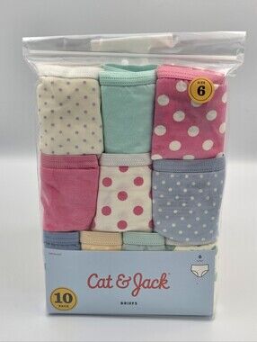 Cat & Jack Girls' 10-Pack Briefs Size 6 Nwt